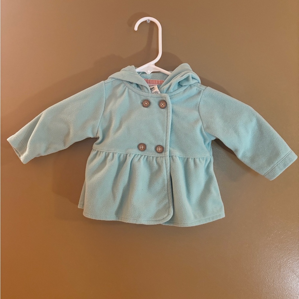 Kids Light Mint Blue Hooded Soft Jacket 6 Months